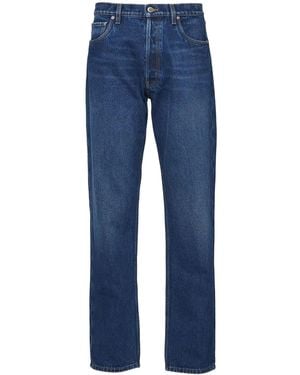Prada Jeans Dritti Con Placca Logo - Blu
