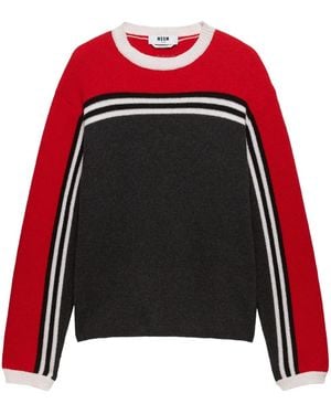 MSGM Pull Colour Block À Rayures - Rouge