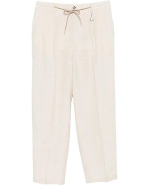 Manuel Ritz Drawstring Linen Trousers - White