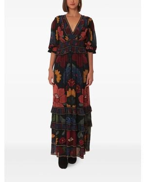 FARM Rio Floral Tiered Maxi Dress - Black