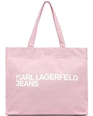 KARL LAGERFELD Logo-Print Tote Bag - Pink