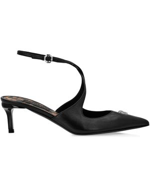 Philipp Plein 55Mm Skull Strass Leather Court Shoes - Black
