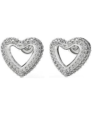 Guess Pavé Heart-Shape Earrings - White