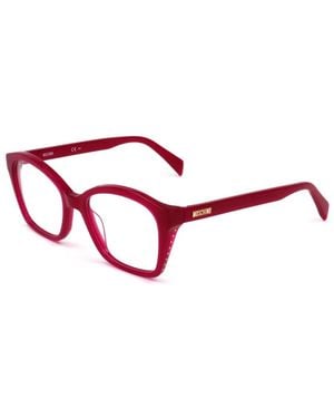 Moschino Brille Mit Eckigem Gestell Und Nieten - Rot