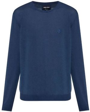 Giorgio Armani Jersey Con Logo Bordado - Azul