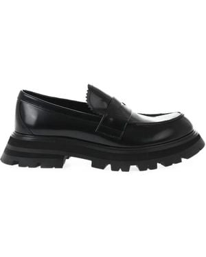 McQueen Lug-Sole Penny-Sole Loafers - Black
