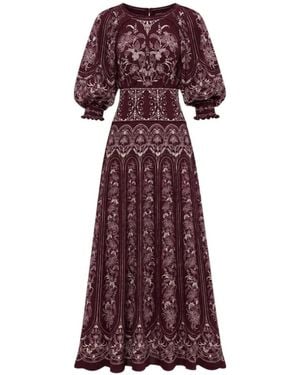 FARM Rio Maxi Floral-Print Puff-Sleeve Dress - Purple