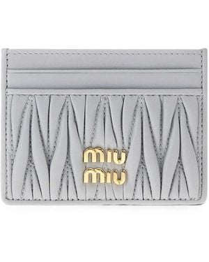 Miu Miu Matelassé-Effect Card Holder - Grey