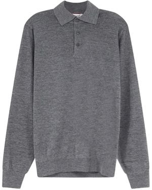 Brunello Cucinelli Long-Sleeve Polo Shirt - Grey