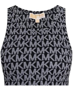 MICHAEL Michael Kors Logo-Print Racer-Back Top - Black