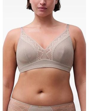 Chantelle Origins Geometric Lace-Panelled Bra - Grey