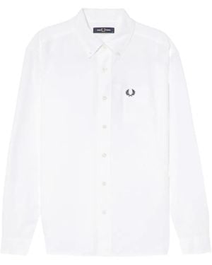 Fred Perry Long-Sleeve Pocket Shirt - White
