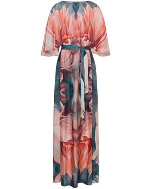 Alberta Ferretti Watercolour Silk Dress - Red