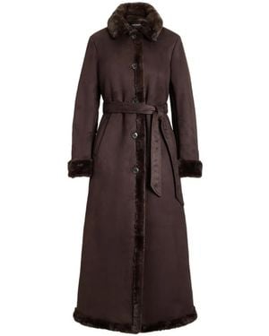 Ralph Lauren Faux-Shearling Trimmed Belted Coat - Brown