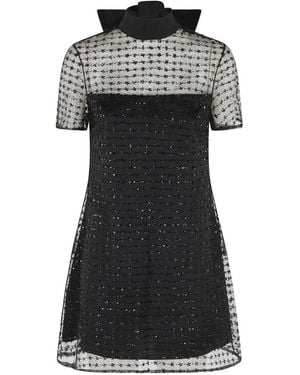 STAUD Bow-Detail High-Neck Mini Dress - Black