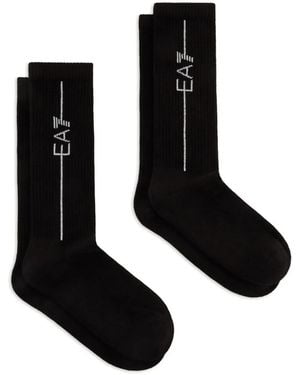 EA7 Set Di Due Paia Di Calzini Con Logo - Nero