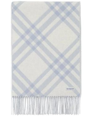 Burberry Check Cashmere Scarf - White