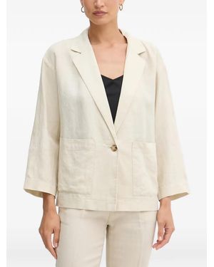 Benetton Single-Button Patch-Pocket Blazer - Natural