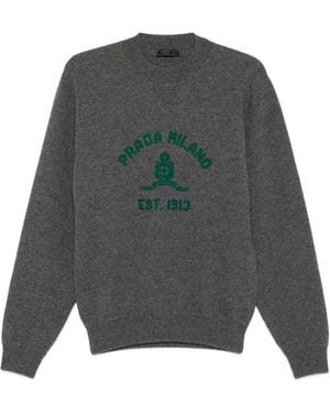 Prada Jersey con logo bordado - Gris