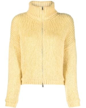 Herno Cárdigan Con Cuello Alto - Amarillo