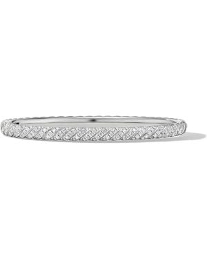 David Yurman Bracelet Jonc Sculpted Cable En Or Blanc 18Ct Pavé De Diamants (4,6 Mm) - White
