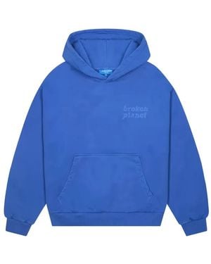 BROKEN PLANET Basics Logo-Print Hoodie - Blue