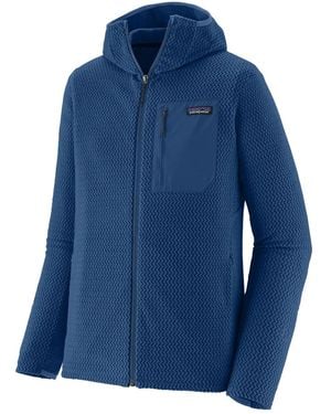 Patagonia R1 Air Fleece Zip Pouch Hooded Knitwear - Blue
