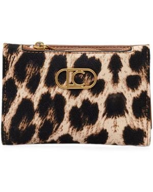 Lola Casademunt Leopard-Print Logo-Plaque Wallet - Black