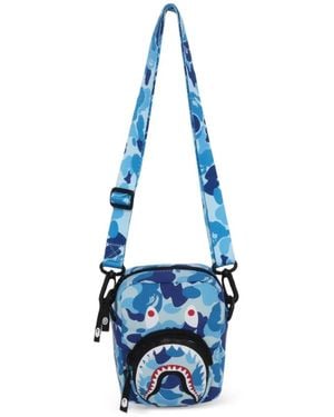 A Bathing Ape Abc Camo Shark Messenger Bag - Blue