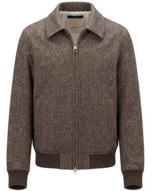 Montecore Herringbone-Pattern Zip-Up Jacket - Grey