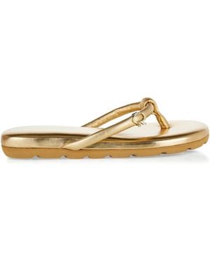 Gianvito Rossi Knotted Logo-detail Leather Sandals - メタリック