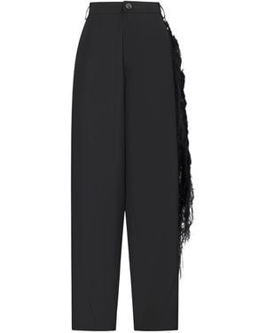 DARKPARK Pantalones Anchos Phebe De Lana Con Cadena Tejida A Mano - Negro