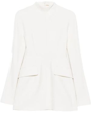 Sportmax High-Neck Flap-Pocket Dress - White