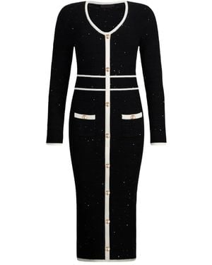 Liu Jo Sequin-Embellished Button-Front Midi Dress - Black