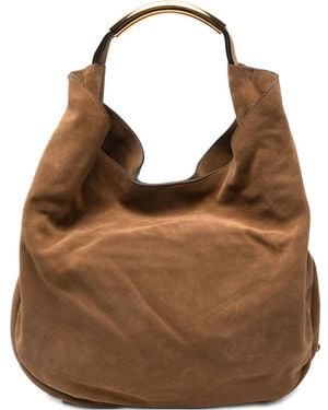 Moschino Medium Handle Me Suede Shoulder Bag - Brown