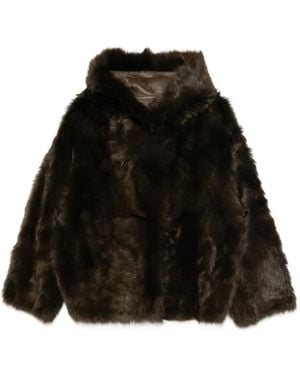 Yves Salomon Hooded Jacket - Black