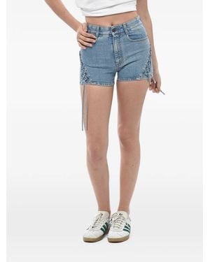 Stella McCartney Lace-Up Denim Mini Shorts - Blue