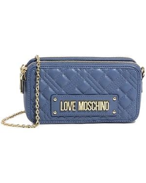 Love Moschino Pochette Matelassée À Plaque Logo - Blue