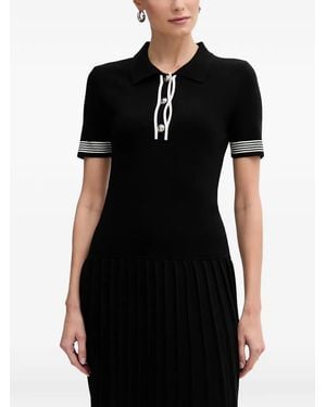 Morgan Pleated-Skirt Polo Mini Dress - Black