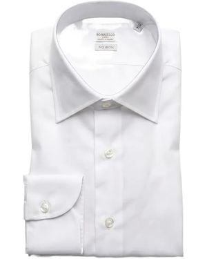 Borriello Camisa De Algodón Con Cuello Italiano - Blanco