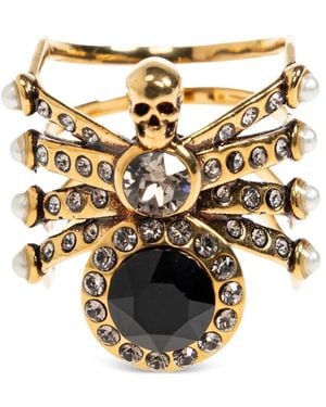 McQueen Spider Crystal-Embellished Ring - White