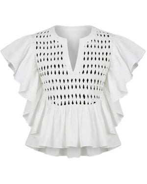 Scarlett Poppies Tommie Ruffled Open-Work Top - White