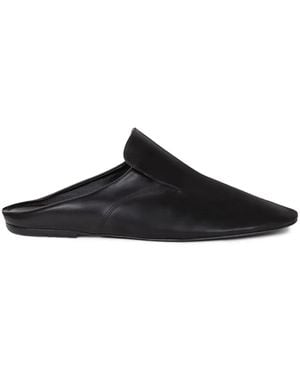 Dries Van Noten パネル レザーミュール - ブラック