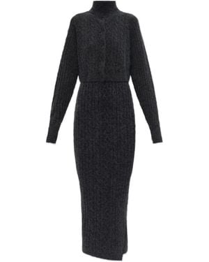 AllSaints Sabine High-Neck Cable-Knit Dress - Black