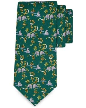 Ferragamo Amazon-Print Silk Tie - Green