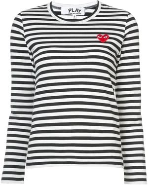 COMME DES GARÇONS PLAY Logo Striped Cotton T-Shirt - Black