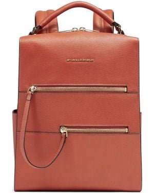 Piquadro Zip Leather Backpack - Red