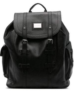 Les Hommes Rucksack Mit Schnallenverschluss - Schwarz