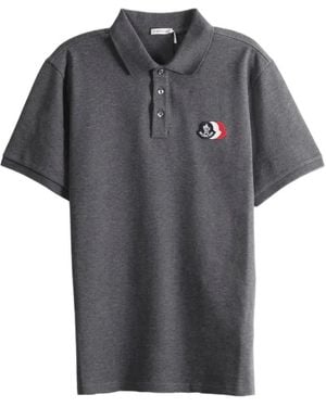 Moncler Logo-Patch Polo Shirt - Grey