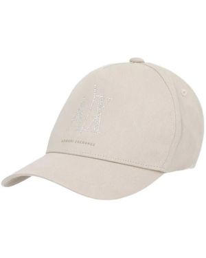 ARMANI EXCHANGE Rhinestone-Embellished Logo-Print Baseball Cap - Natural